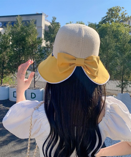 aimoha（アイモハ）の「紫外線対策 バックリボンハット (SS)（ハット・レディース・ブラック/オフホワイト/ベージュ/イエロー/オレンジ・FREE）」の12枚目の写真