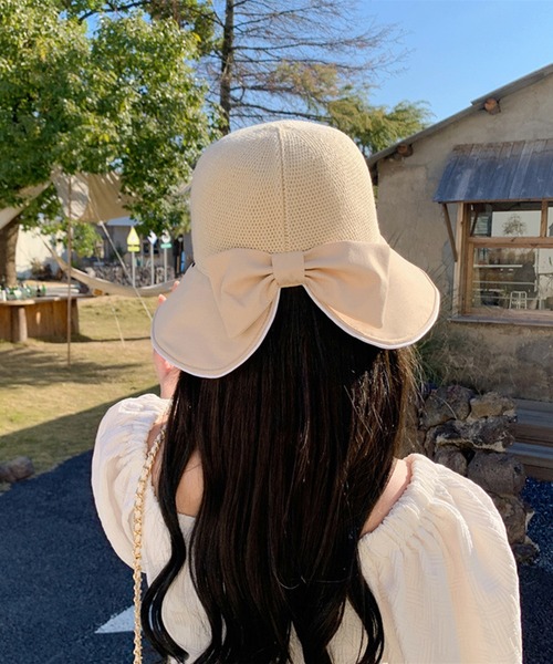 aimoha（アイモハ）の「紫外線対策 バックリボンハット (SS)（ハット・レディース・ブラック/オフホワイト/ベージュ/イエロー/オレンジ・FREE）」の13枚目の写真