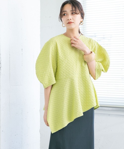KBF(ケイビーエフ)の「ジャガードイレヘムブラウス(シャツ/ブラウス・レディース・オフホワイト/ホワイト/グリーン系その他・ONE)」の15枚目の写真