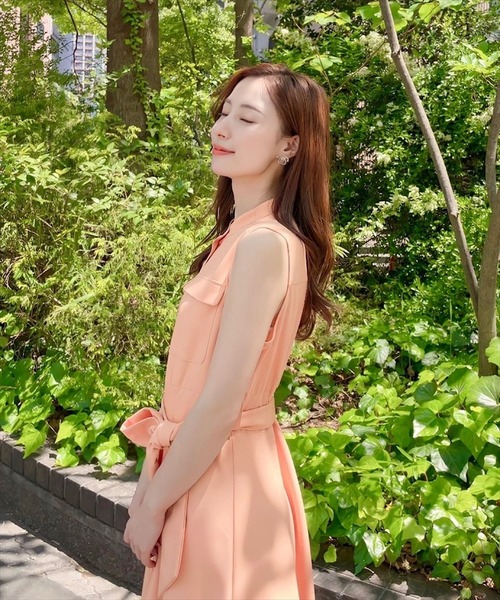 スウィングル シアーシャツ×ノースリAラインワンピースSET  