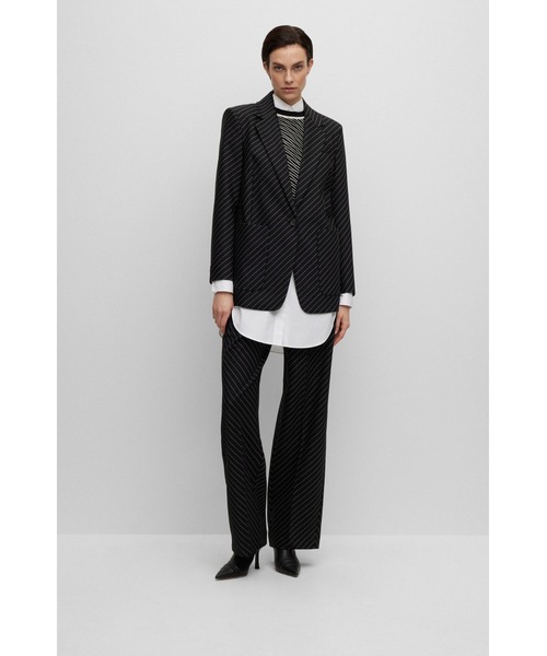 BOSS(ボス)の「ポイントカラー コットンポプリン ロング ブラウス(シャツ/ブラウス・レディース・ブラック/ホワイト・34/36/38/32/40)」の12枚目の写真