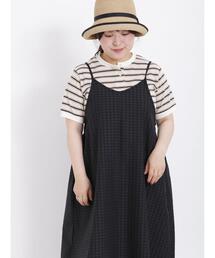 Samansa Mos2 | ◎ワッフルボーダーヘンリーネックTシャツ(Tシャツ/カットソー)