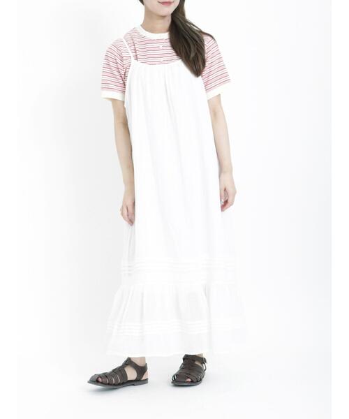 Samansa Mos2（サマンサ モスモス）の「◎ワッフルボーダーヘンリーネックTシャツ（Tシャツ/カットソー・レディース・ブルー/イエロー/キナリ/ピンク・F）」の8枚目の写真