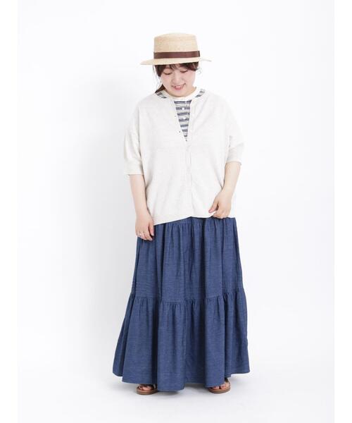 Samansa Mos2（サマンサ モスモス）の「◎ワッフルボーダーヘンリーネックTシャツ（Tシャツ/カットソー・レディース・ブルー/イエロー/キナリ/ピンク・F）」の16枚目の写真