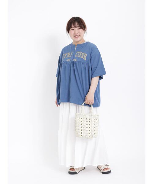Samansa Mos2（サマンサ モスモス）の「◎ワッフルボーダーヘンリーネックTシャツ（Tシャツ/カットソー・レディース・ブルー/イエロー/キナリ/ピンク・F）」の17枚目の写真