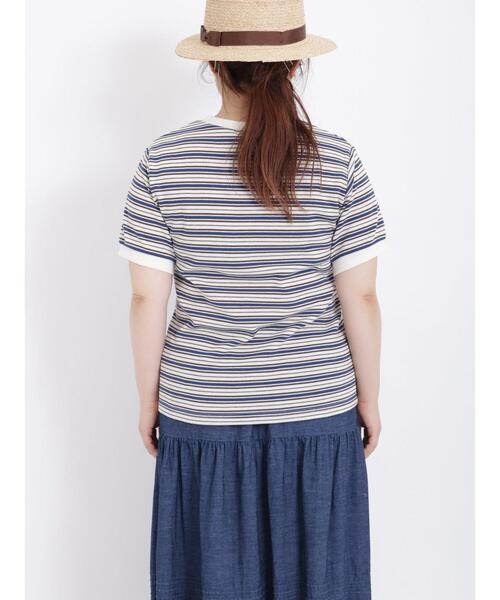 Samansa Mos2（サマンサ モスモス）の「◎ワッフルボーダーヘンリーネックTシャツ（Tシャツ/カットソー・レディース・ブルー/イエロー/キナリ/ピンク・F）」の20枚目の写真