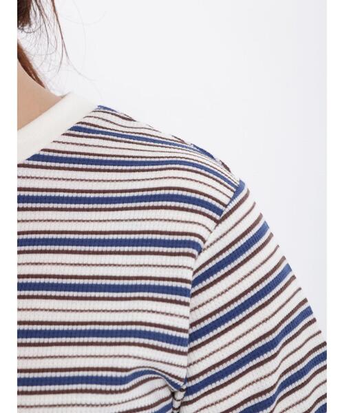 Samansa Mos2（サマンサ モスモス）の「◎ワッフルボーダーヘンリーネックTシャツ（Tシャツ/カットソー・レディース・ブルー/イエロー/キナリ/ピンク・F）」の22枚目の写真