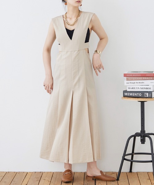 Fashion Letter（ファッションレター）の「リネンタッチ カッティング ジャンパースカート（ワンピース・レディース・アイボリー/チャコールグレー/カーキ/ブラック・M）」の22枚目の写真