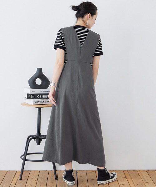 Fashion Letter（ファッションレター）の「リネンタッチ カッティング ジャンパースカート（ワンピース・レディース・アイボリー/チャコールグレー/カーキ/ブラック・M）」の18枚目の写真