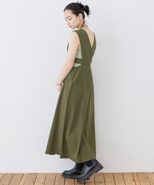 Fashion Letter（ファッションレター）の「リネンタッチ カッティング ジャンパースカート（ワンピース・レディース・アイボリー/チャコールグレー/カーキ/ブラック・M）」の19枚目の写真