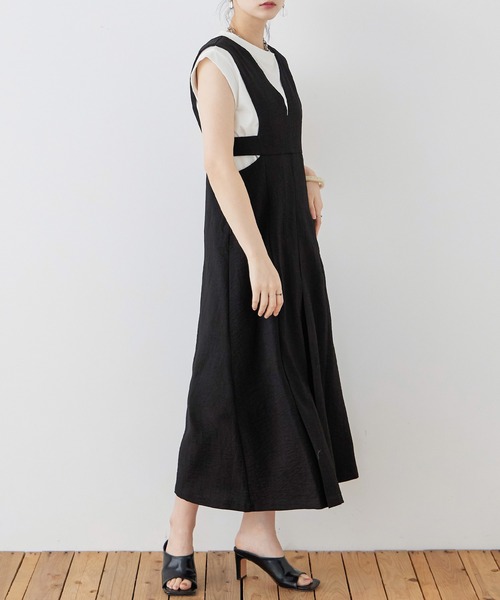 Fashion Letter（ファッションレター）の「リネンタッチ カッティング ジャンパースカート（ワンピース・レディース・アイボリー/チャコールグレー/カーキ/ブラック・M）」の20枚目の写真