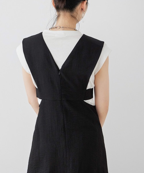 Fashion Letter（ファッションレター）の「リネンタッチ カッティング ジャンパースカート（ワンピース・レディース・アイボリー/チャコールグレー/カーキ/ブラック・M）」の15枚目の写真