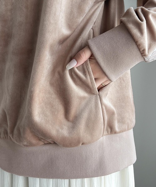 classicalelf（クラシカルエルフ）の「大人の旬スタイル！胸刺繍ベロアトラックジャケット（スウェット・レディース・ベージュ/ブラウン/グレイッシュブルー/ピンクベージュ・SMALL/MEDIUM/X-LARGE/LARGE）」の21枚目の写真