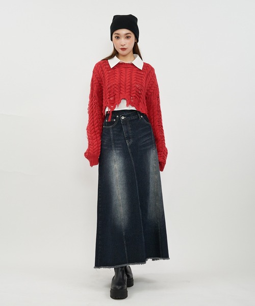 SPIRALGIRL(スパイラルガール)の「クロップドシャツ(シャツ/ブラウス・レディース・ホワイト/グレー系・FREE)」の20枚目の写真