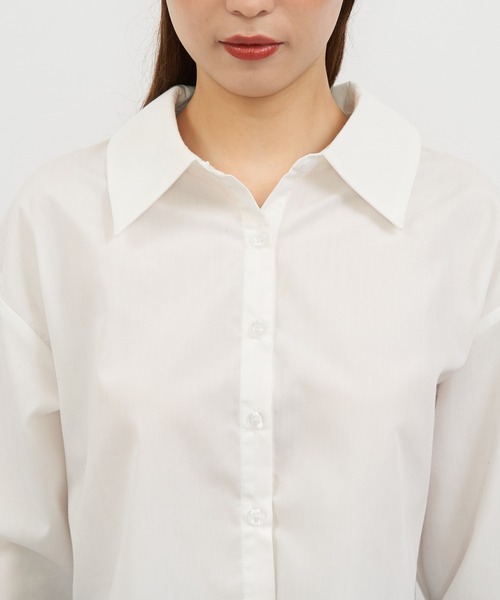 SPIRALGIRL(スパイラルガール)の「クロップドシャツ(シャツ/ブラウス・レディース・ホワイト/グレー系・FREE)」の16枚目の写真