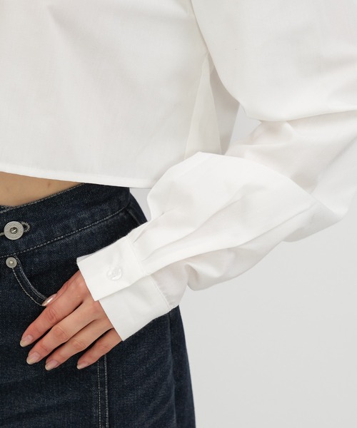 SPIRALGIRL(スパイラルガール)の「クロップドシャツ(シャツ/ブラウス・レディース・ホワイト/グレー系・FREE)」の17枚目の写真