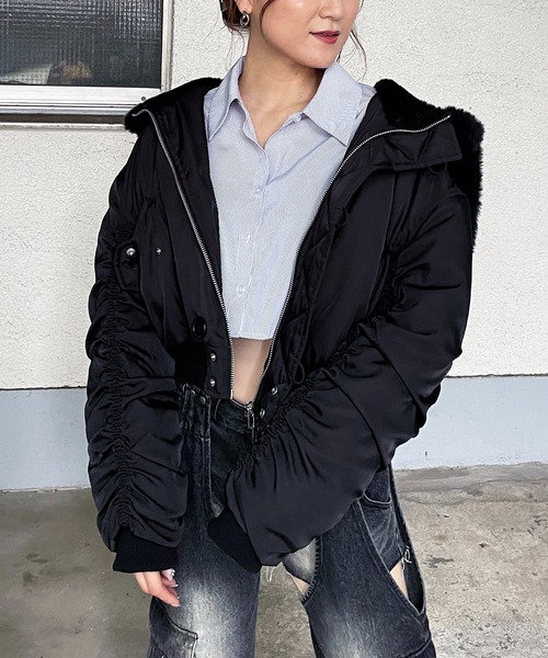 SPIRALGIRL(スパイラルガール)の「クロップドシャツ(シャツ/ブラウス・レディース・ホワイト/グレー系・FREE)」の12枚目の写真