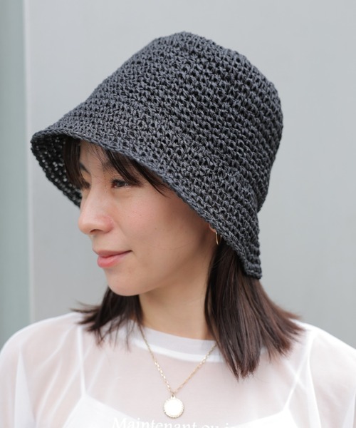 saloon（サルーン）の「SALOON(サルーン)/細編みバケットハット（ハット・レディース・アイボリー/ブラック/ベージュ・FREE）」の19枚目の写真