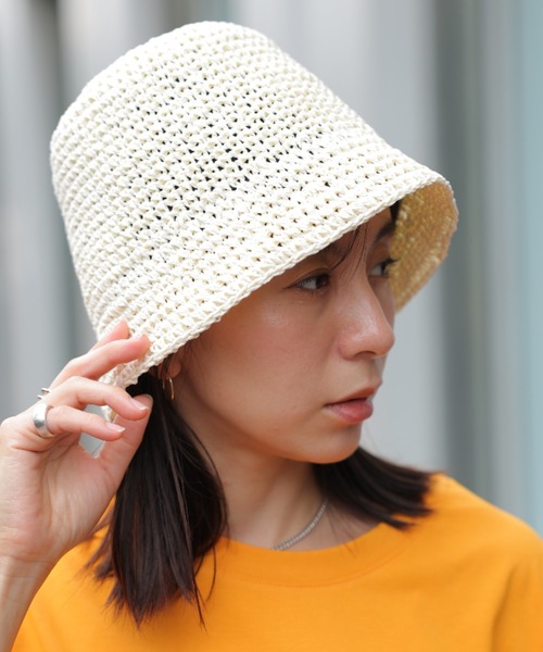 saloon（サルーン）の「SALOON(サルーン)/細編みバケットハット（ハット・レディース・アイボリー/ブラック/ベージュ・FREE）」の21枚目の写真
