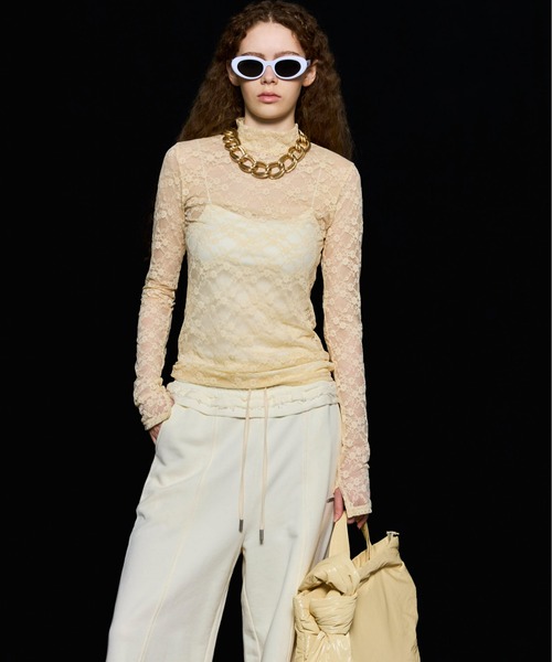 MAISON SPECIAL(メゾンスペシャル)の「Lace Turtle Top/レースタートルトップス(Tシャツ/カットソー・レディース・ライム/ブラック/ホワイト/レッド/ピンク/ブルー/イエロー・FREE)」の19枚目の写真