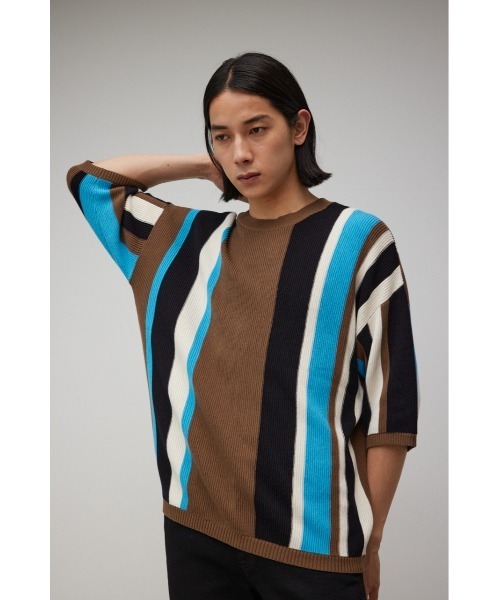 AZUL by moussy（アズールバイマウジー）の「MULTI COLOR GARTER KNIT/マルチカラーガーターニット（ニット/セーター・メンズ・ブラウン系その他/ブルー系その他3・LARGE/MEDIUM）」の4枚目の写真