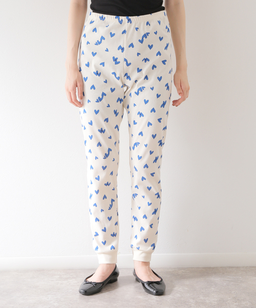 プチバトー　長袖パジャマ　ハート　ブルー PETIT BATEAU/プチバトー】ハート（ブルー）プリント長袖パジャマ