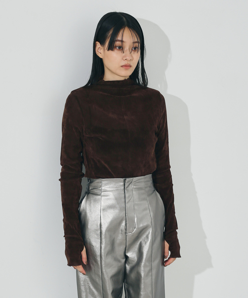 NOMINE(ノミネ)の「【miry dcera】ベロアシースルーボトルネックカットソー(Tシャツ/カットソー・レディース・ブラック/ブラウン・フリー)」の1枚目の写真