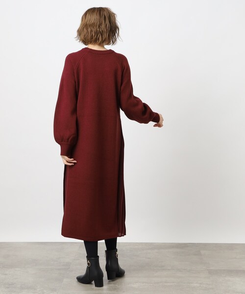 grove（グローブ）の「◆サイドプリーツケーブルニットワンピース（ワンピース・レディース・アイボリー/グレー系その他/ボルドー/ライトグレー・03/02/04/01/05）」の10枚目の写真