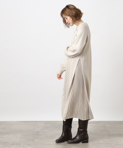 grove（グローブ）の「◆サイドプリーツケーブルニットワンピース（ワンピース・レディース・アイボリー/グレー系その他/ボルドー/ライトグレー・03/02/04/01/05）」の16枚目の写真