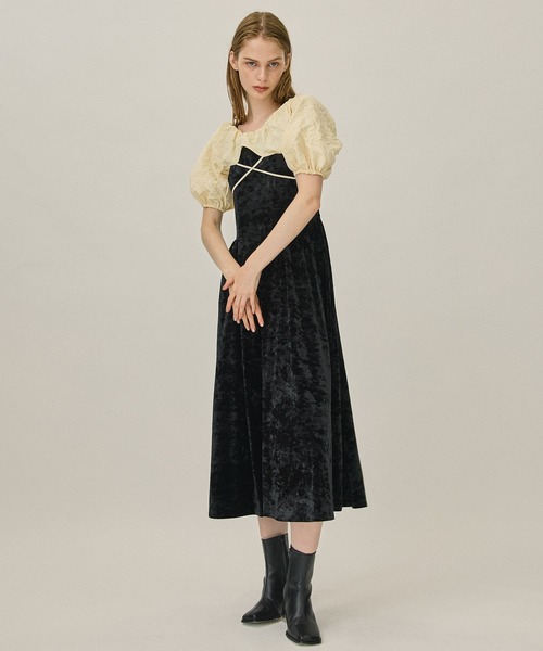 PUBLIC TOKYO（パブリックトウキョウ）の「シュリンクボレロベロアドレス（ワンピース・レディース・ブラック/ネイビー・FREE）」の7枚目の写真