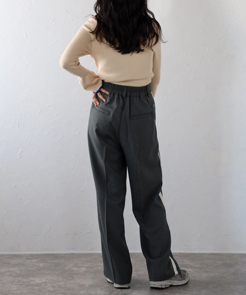 【AUBREY】サイドラインラメパンツ - FREE / ブラック　新品未使用 パンツ サイドラインワイドパンツ レディース : ZOZOTOWN Yahoo!店