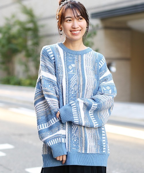 チチカカ（チチカカ）の「キカジャカードニットプルオーバー（ニット/セーター・レディース・ベージュ/グレー/ブルー・FREE）」の3枚目の写真