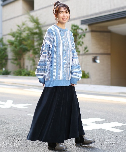 チチカカ（チチカカ）の「キカジャカードニットプルオーバー（ニット/セーター・レディース・ベージュ/グレー/ブルー・FREE）」の9枚目の写真