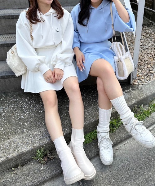 LIMMSE(リムズ)の「【LIMMSE】パーカー×フレアミニスカートセットアップ(セットアップ・レディース・ホワイト/ピンク/サックスブルー/グレー・FREE)」の10枚目の写真