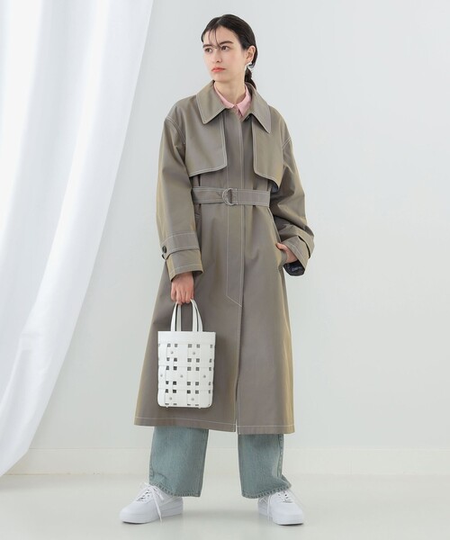 Ray BEAMS（レイビームス）の「Ray BEAMS / 配色 ステッチ ステンカラー コート（ステンカラーコート・レディース・ブラウン系その他3/ブルー系その他2・0/1）」の6枚目の写真