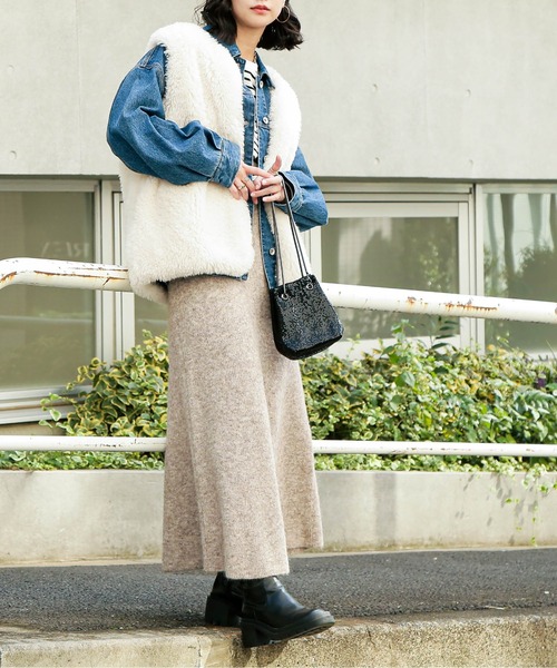 FREE'S MART(フリーズマート)の「◆<セットアップ対応>ヘアリーニットスカート(スカート・レディース・ベージュ/ピンク/グレー・SMALL/MEDIUM)」の14枚目の写真