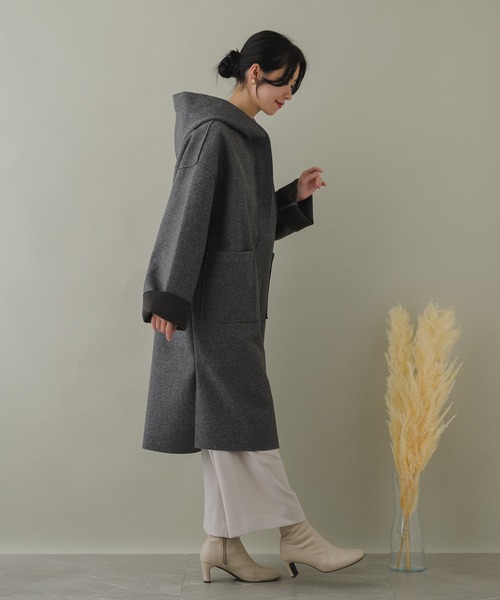 KATHARINE ROSS（キャサリンロス）の「【KATHARINE ROSS】フードメルトンコート（ステンカラーコート・レディース・ベージュ/グレー・MEDIUM）」の10枚目の写真
