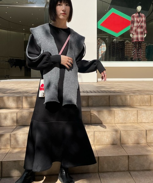 VICKY(ビッキー)の「【KOREAN ITEM】マフラー付フードニット帽(ニットキャップ/ビーニー・レディース・ブラック/ライトグレー・M)」の14枚目の写真