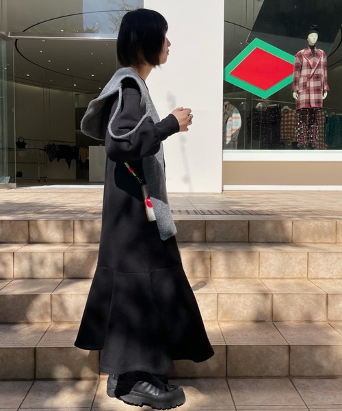 VICKY(ビッキー)の「【KOREAN ITEM】マフラー付フードニット帽(ニットキャップ/ビーニー・レディース・ブラック/ライトグレー・M)」の15枚目の写真