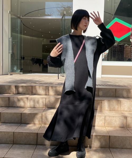 VICKY(ビッキー)の「【KOREAN ITEM】マフラー付フードニット帽(ニットキャップ/ビーニー・レディース・ブラック/ライトグレー・M)」の17枚目の写真