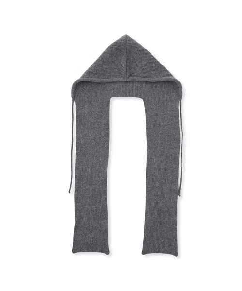 VICKY(ビッキー)の「【KOREAN ITEM】マフラー付フードニット帽(ニットキャップ/ビーニー・レディース・ブラック/ライトグレー・M)」の3枚目の写真