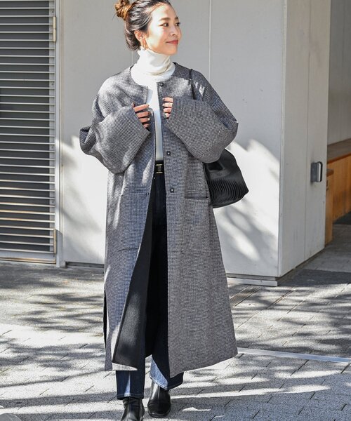 B.C STOCK シンプルリバーシブルロングコート グレー/グリーン S120