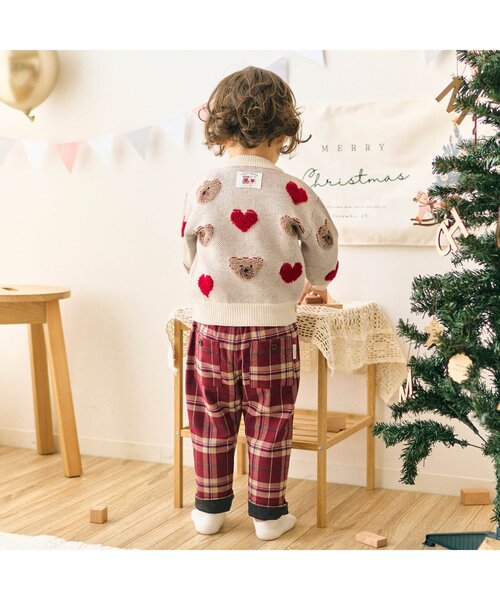 apres les cours(アプレレクール)の「【洗える】tiny bear モチーフ・総柄ニット(ニット/セーター・キッズ・レッド/アイボリー・90/100/120)」の4枚目の写真