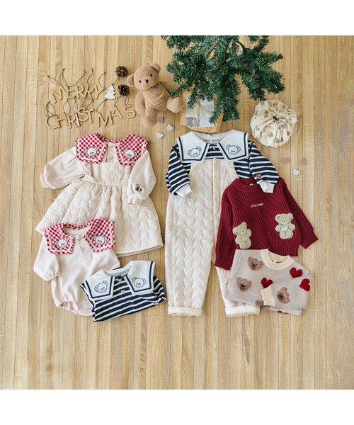 apres les cours(アプレレクール)の「【洗える】tiny bear モチーフ・総柄ニット(ニット/セーター・キッズ・レッド/アイボリー・90/100/120)」の7枚目の写真