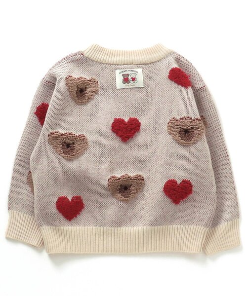 apres les cours(アプレレクール)の「【洗える】tiny bear モチーフ・総柄ニット(ニット/セーター・キッズ・レッド/アイボリー・90/100/120)」の10枚目の写真