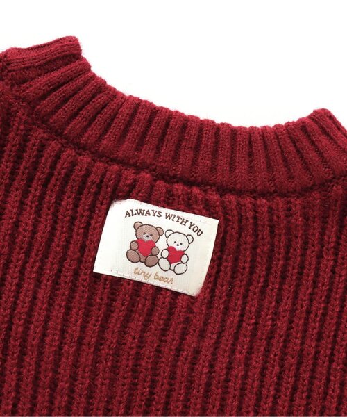 apres les cours(アプレレクール)の「【洗える】tiny bear モチーフ・総柄ニット(ニット/セーター・キッズ・レッド/アイボリー・90/100/120)」の14枚目の写真