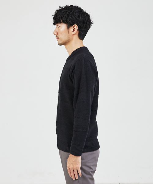 ABAHOUSE GRAY（アバハウスグレイ）の「【スポンジタッチ】シャドーカモフラ ニット（ニット/セーター・メンズ・ブラック/ホワイト/グリーン/グレイッシュベージュ/モカ・46/48）」の7枚目の写真