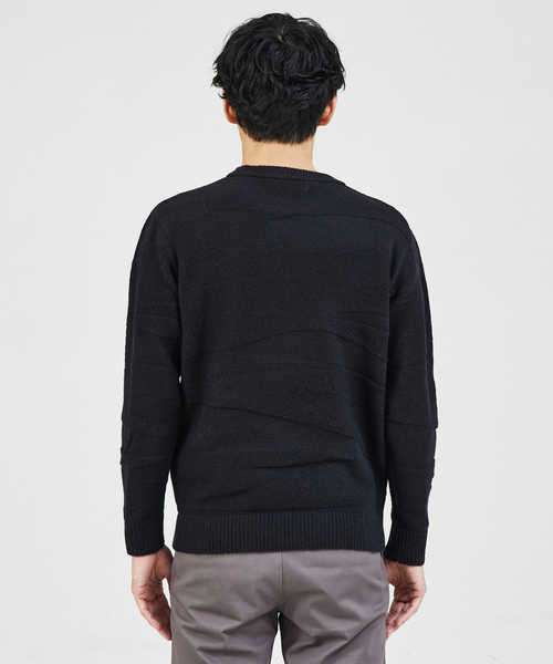 ABAHOUSE GRAY（アバハウスグレイ）の「【スポンジタッチ】シャドーカモフラ ニット（ニット/セーター・メンズ・ブラック/ホワイト/グリーン/グレイッシュベージュ/モカ・46/48）」の8枚目の写真