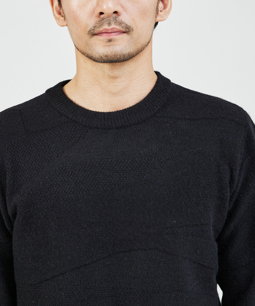 ABAHOUSE GRAY（アバハウスグレイ）の「【スポンジタッチ】シャドーカモフラ ニット（ニット/セーター・メンズ・ブラック/ホワイト/グリーン/グレイッシュベージュ/モカ・46/48）」の9枚目の写真