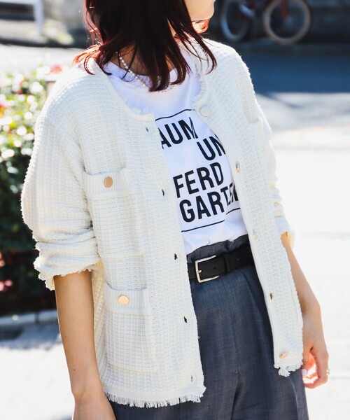 B:MING by BEAMS(ビーミングバイビームス)の「B:MING by BEAMS / ツイード ニット ジャケット(ノーカラージャケット・レディース・ホワイト系その他5/ブラック・SMALL/MEDIUM)」の8枚目の写真